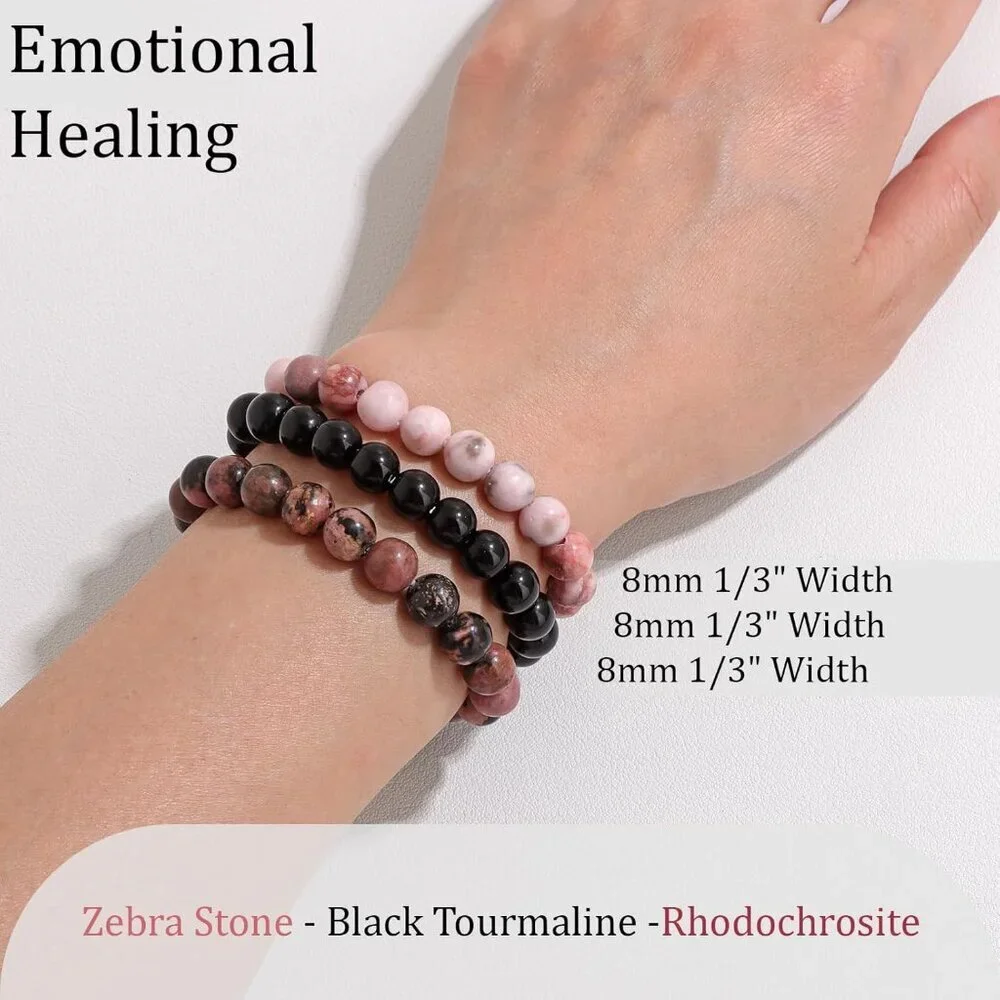 Handmade 8mm Healing Crystal Bracelet - Tiger Eye & Black Obsidian for Him & Her - Picture 5 of 6